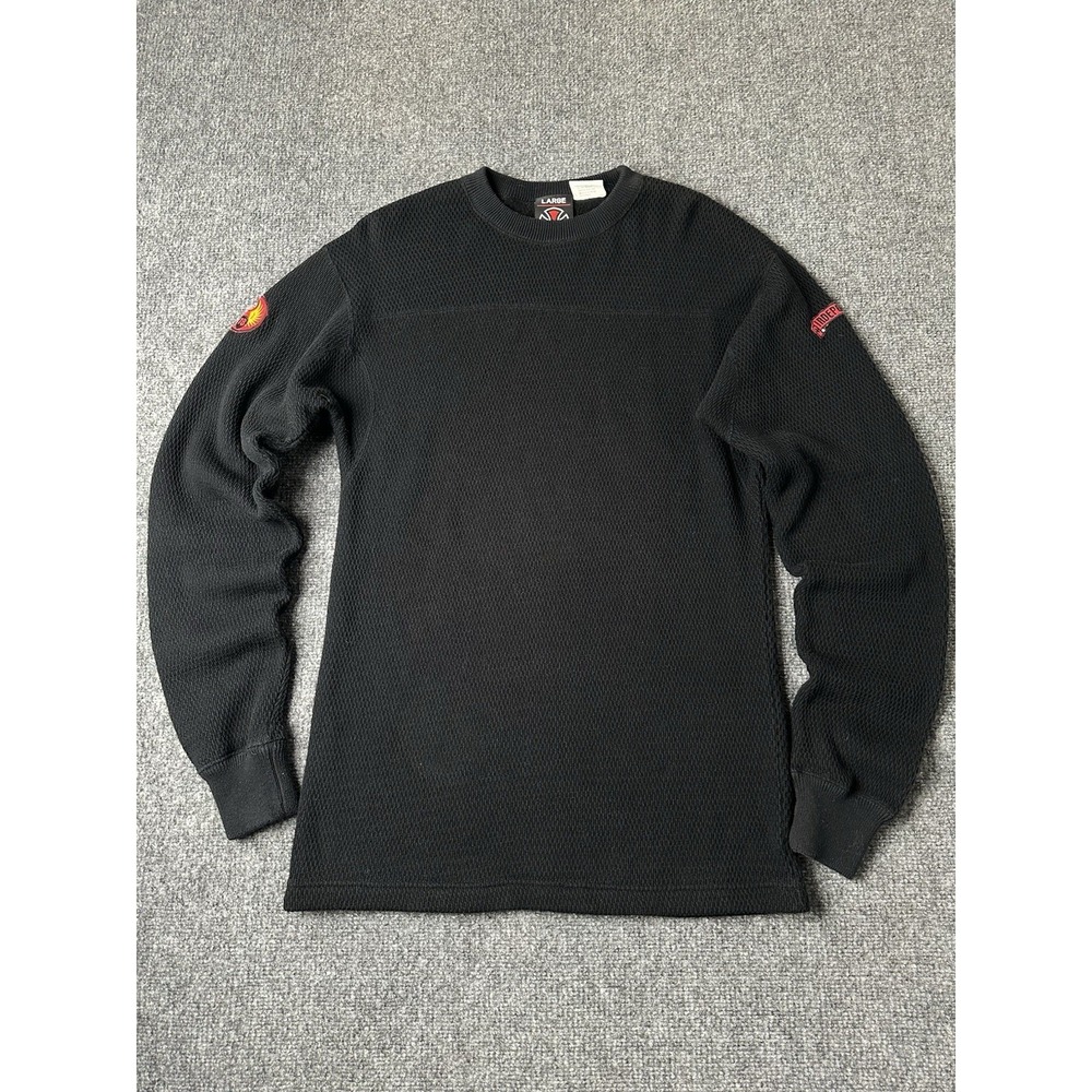 Mens Independent Thermal Knit Skate Sweater Black Waffle, Size L